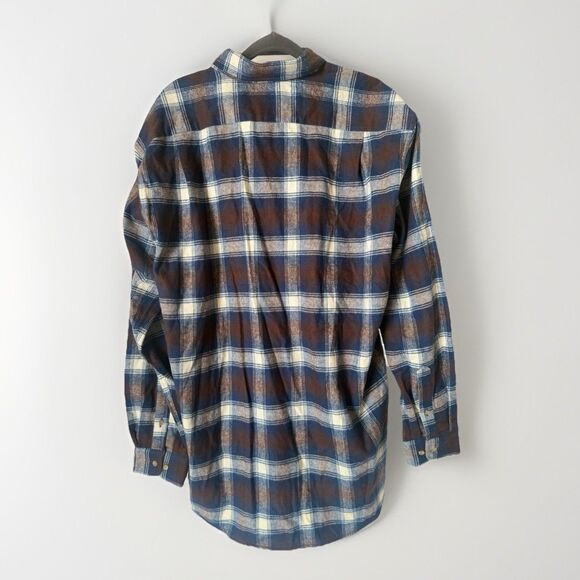 Lacoste Shirt Men 40 Regular Fit Blue Brown Plaid Flannel Cabin Country - Picture 4 of 9